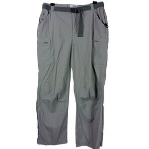 LL Bean Womens Lightweight Nylon Cargo Pants With Adjustable Belt Gray M Hiking